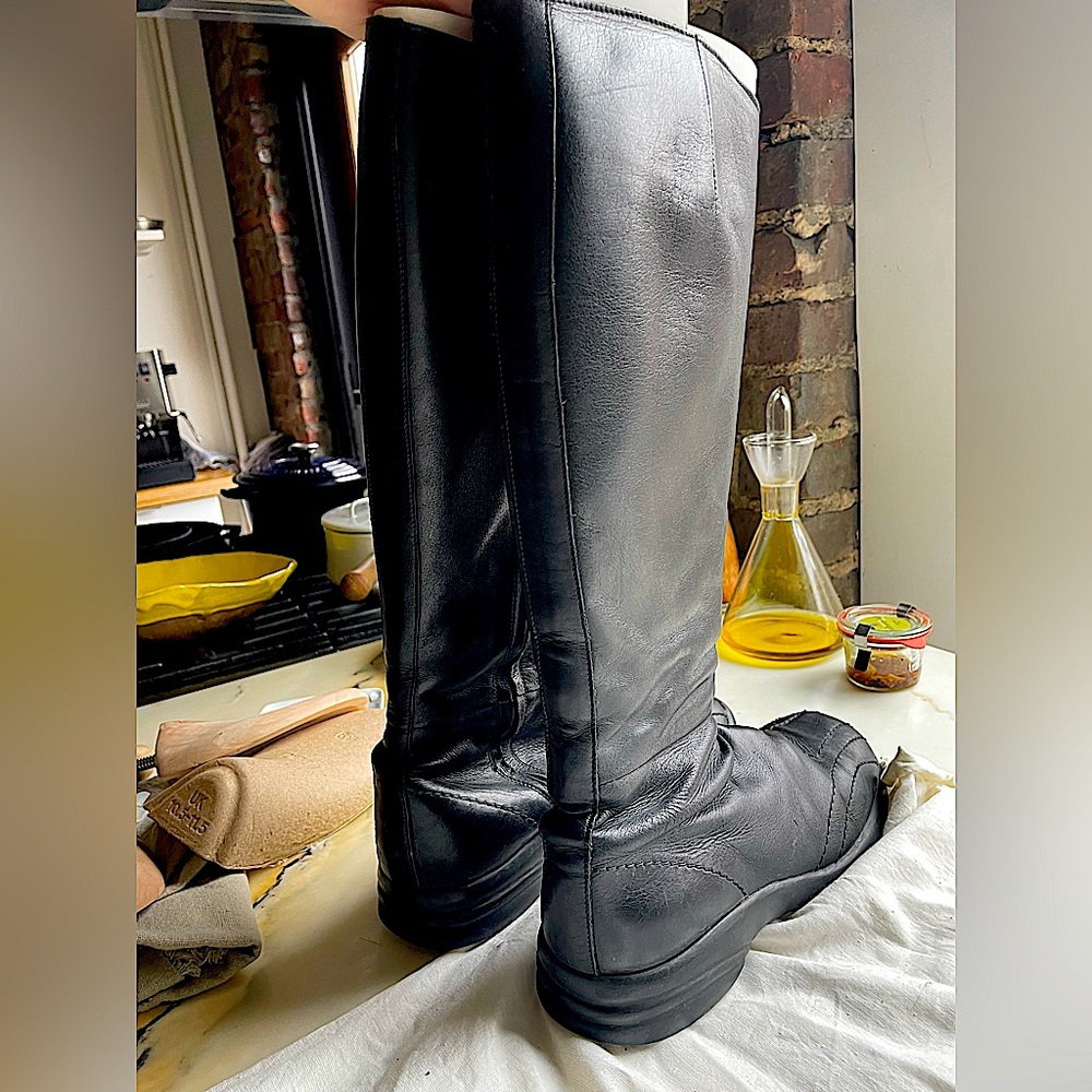 Costume National Tall Boot, Black Leather size 39